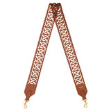 Oroton Logo Laser Cut Bag Strap in Brandy and Smooth Leather for Women