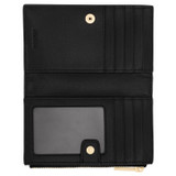 Oroton Lena Small Slim Zip Wallet in Black and Oroton Signature Recycled Jacquard Fabric. Smooth Leather for Women