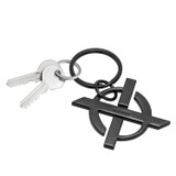 Front product shot of the Oroton Logo Keyring in Matte Black and Metal  for Men