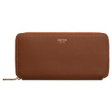 Front product shot of the Oroton Margot Medium Zip Around Wallet in Whiskey and Pebble leather for Women