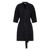 Front product shot of the Oroton Short Scallop Dress in Black and 100% Linen for Women