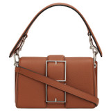 Front product shot of the Oroton Olive Small Day Bag in Brandy and Pebble Leather for Women
