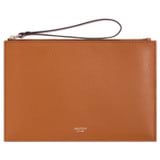 Front product shot of the Oroton Muse Medium Pouch in Cognac and Saffiano And Smooth Leather for Women