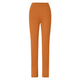 Front product shot of the Oroton Rib Flare Pant in Toffee and 77% Viscose 23% Polyester for Women
