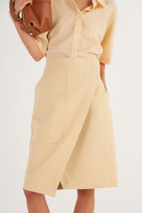 Oroton Wrap Utility Skirt in Creamed Honey and 58% Viscose 42% Linen for Women
