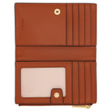 Oroton Lena Small Slim Zip Wallet in Cognac and Oroton Signature Recycled Jacquard Fabric. Smooth Leather for Women
