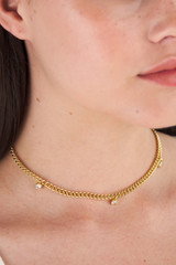 Profile view of model wearing the Oroton Keely Necklace in Gold/Clear and  for Women