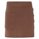 Front product shot of the Oroton Short Knit Skirt in Cocoa and 100% Cotton for Women