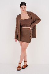 Oroton Short Knit Skirt in Cocoa and 100% Cotton for Women