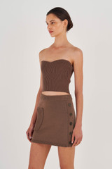 Oroton Short Knit Skirt in Cocoa and 100% Cotton for Women