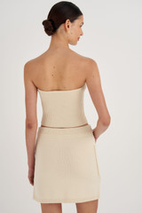 Front product shot of the Oroton Short Knit Skirt in Vanilla Bean and 100% Cotton for Women
