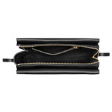 Internal product shot of the Oroton Margot Zip Crossbody in Black and Pebble Leather for Women