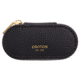 Front product shot of the Oroton Margot Small Jewellery Case in Black and Pebble Leather for Women
