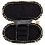 Internal product shot of the Oroton Margot Small Jewellery Case in Black and Pebble Leather for Women