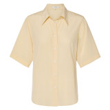 Oroton Short Sleeve Fluid Blouse in Creamed Honey and 92% Silk 8% Spandex for Women