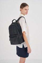 Oroton Lilly 15" Backpack in Black and Pebble leather/Nylon for Women