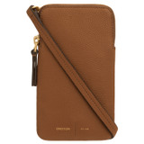 Front product shot of the Oroton Lilly Phone Crossbody in Cognac and Pebble Leather for Women