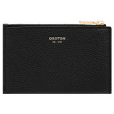 Front product shot of the Oroton Margot 4 Credit Card Mini Zip Pouch in Black and Pebble leather for Women