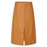 Front product shot of the Oroton Leather Skirt in Tan and 100% Leather for Women