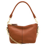 Front product shot of the Oroton Lilly Zip Top Crossbody in Cognac and Pebble leather for Women