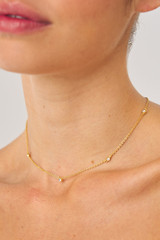 Oroton Solonge Simple Necklace in Worn Gold/Clear and Brass base metal with precious metal plating/stone for Women