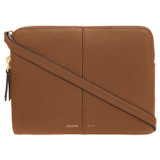 Oroton Lilly Double Zip Crossbody in Cognac and Pebble Leather for Women