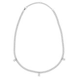 Front product shot of the Oroton Keely Necklace in Silver/Clear and  for Women