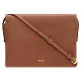 Front product shot of the Oroton Margot Zip Crossbody in Whiskey and Pebble Leather for Women