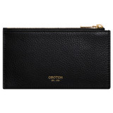 Front product shot of the Oroton Margot 8 Credit Card Mini Zip Pouch in Black and Pebble leather for Women