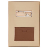 Front product shot of the Oroton Weston Keyring Gift Set in Tan/Silver and Pebble Leather for Men