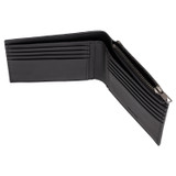 Internal product shot of the Oroton Weston 8 Card Zip Wallet in Black and Pebble Leather for Men