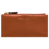 Front product shot of the Oroton Lilly Slim Zip Wallet in Cognac and Pebble leather for Women