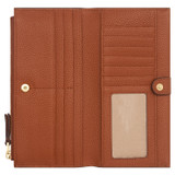 Internal product shot of the Oroton Lilly Slim Zip Wallet in Cognac and Pebble leather for Women