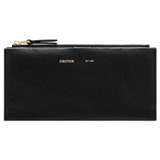 Front product shot of the Oroton Lilly Slim Zip Wallet in Black and Pebble leather for Women