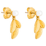Front product shot of the Oroton Sage Drop Earrings in Worn Gold and  for Women