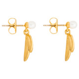 Front product shot of the Oroton Sage Drop Earrings in Worn Gold and  for Women