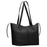 Back product shot of the Oroton Lilly Small Shopper Tote in Black and Pebble Leather for Women