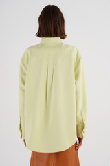 Oroton Long Sleeve Overshirt in Pistachio and 58% Viscose 42% Linen for Women