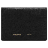 Front product shot of the Oroton Lilly 4 Credit Card Fold Wallet in Black and Pebble leather for Women