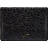 Front product shot of the Oroton Muse 3 Credit Card Sleeve in Black and Two Tone Saffiano/Smooth Leather for Women