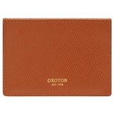 Front product shot of the Oroton Muse 3 Credit Card Sleeve in Cognac and Saffiano Leather for Women