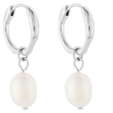 Oroton Violet Pearl Huggies in Silver/White and Brass Base With Rhodium Plating for Women