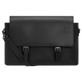 Front product shot of the Oroton Oxley Satchel in Black and Pebble Leather for Men