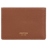 Front product shot of the Oroton Margot 3 Credit Card Sleeve in Whiskey and Pebble Leather for Women