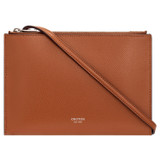 Front product shot of the Oroton Muse Double Zip Crossbody in Cognac and Saffiano / Smooth Leather for Women