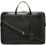Oroton Muse 15" Slim Laptop Bag in Black and Two Tone Saffiano Leather / Smooth Leather for Women