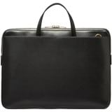 Back product shot of the Oroton Muse 15" Slim Laptop Bag in Black and Two Tone Saffiano Leather / Smooth Leather for Women