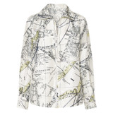 Front product shot of the Oroton Map Print Shirt in Antique Cream and 100% Silk for Women