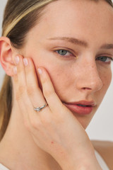 Profile view of model wearing the Oroton Kori Ring in Silver/Clear and  for Women
