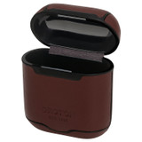 Front product shot of the Oroton Otto Airpods Cover in Chocolate and Vegan Leather for Men